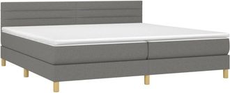 vidaXL Vidaxl - Cama Box Spring Con Colch&oacute;n Y Led Tela Gris Oscuro 200x200 Cm