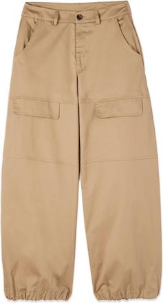 Oltre Gem&ecirc;leerde katoenen cargobroek - Dames - Wijde Broeken - Beige - M - Katoen - Broeken