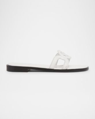 Versace Medusa Leather Flat Slide Sandals