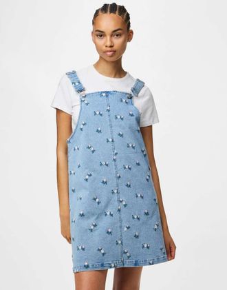 Pieces Spencer - Vestito in denim azzurro-Blu
