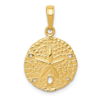 Diamond2Deal 14k Yellow Gold Sand Dollar Pendant