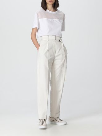 Brunello Cucinelli High-Waist Tapered Cotton Trousers - Off-White