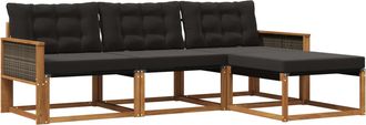 vidaXL Conjunto De Sof&aacute;s De Exterior 4 Uds. Natural Y Negro Vidaxl