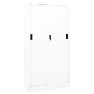 vidaXL Armario De Oficina Puerta Corredera Acero Blanco 90x40x180 Cm Vidaxl