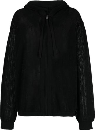 Laneus plain crochet-knit zip-up hoodie - men - Cotton - 44 - Black