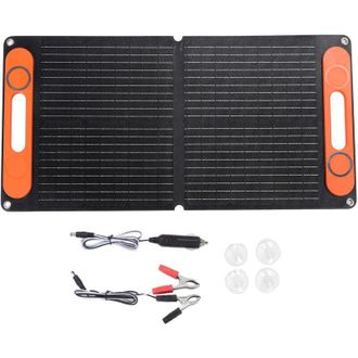 OEM Cargador Port&aacute;til Plegable Para Coche De 80 W Con Clip Para Bater&iacute;a, Doble Usb De 12 V Cc, Silicio Monocristalino Para Acampada Al Aire Libre, Negro