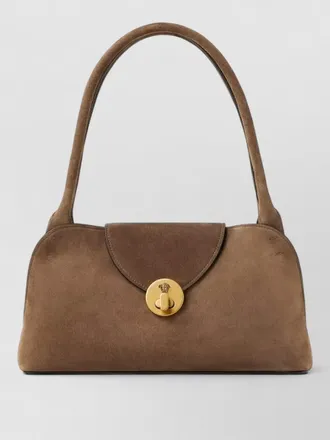 Versace shoulder bag gold tone hardware suede handle