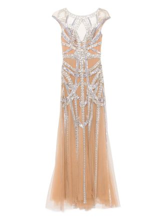 Zuhair Murad roads-embroidered flared gown - Neutrals