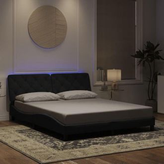 vidaXL Giroletto con Luci led Nero 160x200 cm in Velluto - Vidaxl