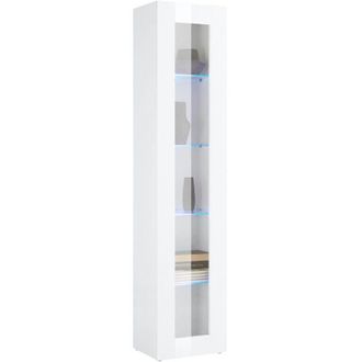 Dmora Dmora - Vetrina Arnika, Credenza a 1 anta con ripiani in vetro, Mobile da soggiorno multiuso, 100% Made in Italy, cm 40x30h180, Antracite