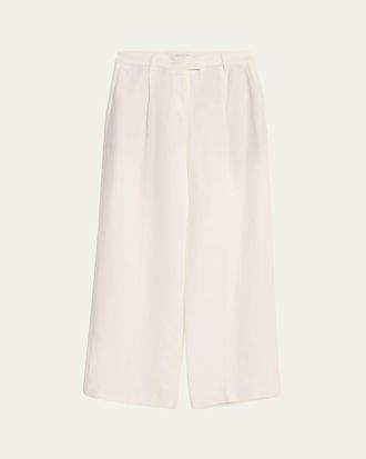 Brunello Cucinelli Wide-Leg Fluid Linen Twill Tailored Pants