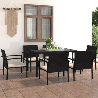vidaXL 7 Pcs Garden Dining Set Vime Pe Preto