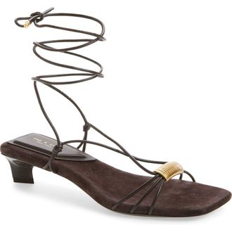 Rag & Bone Liv Ankle Wrap Kitten Heel Sandal in Dark Chocolate at Nordstrom, Size 10.5Us