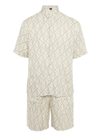 Fendi geometric-print linen set - men - Linen/Flax - M - Neutrals