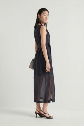 Brunello Cucinelli Navy Sleeveless Wrap Dress, Size X-Small