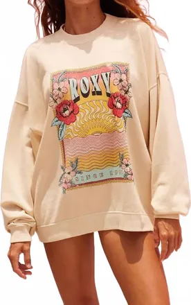 Roxy Lineup Oversized Crew Neck Sweatshirt In Brazillian Sand