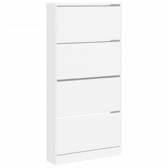 vidaXL Vidaxl - Mueble Zapatero Con 4 Cajones Abatibles Blanco 80x21x163,5 Cm