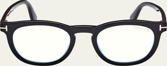 Tom Ford Mens FT5993-BM Round Blue-Block Optical Frames with Magnetic Sunglasses Clip