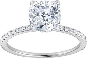 LuvMyJewelry Adeline 14K Gold 2.90 Ct Cushion Lab Grown Diamond Engagement Ring in 14K White Gold at Nordstrom, Size 7