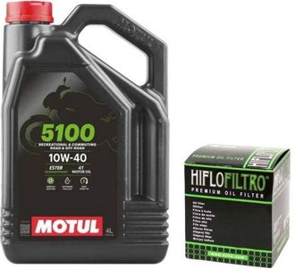 OEM Aceite Motul 5100 10w40 4l + Filtro De Aceite Hiflo Hf303 4t Honda Yamaha Kawasaki