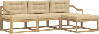 vidaXL Conjunto De Sof&aacute;s De Exterior 4 Uds. Y Beige Poli&eacute;ster Vidaxl