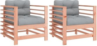 vidaXL Sillones De Jard&iacute;n Y Cojines 2 Uds Madera Maciza Abeto Douglas Vidaxl