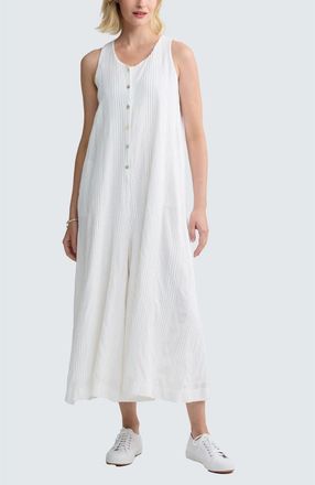 Luukaa D'Celli Isola Check-embroidered Jumpsuit in Ecru at Nordstrom, Size 10