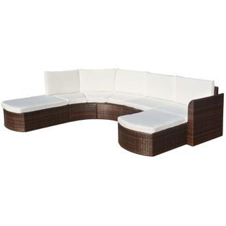 vidaXL Set Muebles De Jard&iacute;n 4 Piezas Y Cojines Rat&aacute;n Sint&eacute;tico Marr&oacute;n Vidaxl