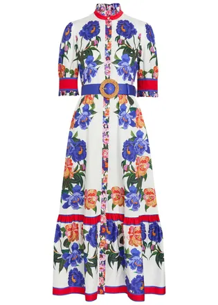 Borgo De Nor Borgo DE Nor Marni Floral-print Belted Cotton Maxi Dress - Multicoloured - 16 (UK16 / XL)