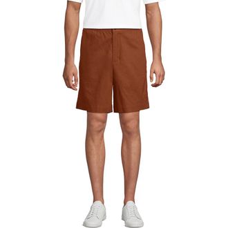 Lands End 7 Classic Fit Linen Cotton E-Waist Short in Rich Ginger Brown at Nordstrom, Size Xx-Large X 7