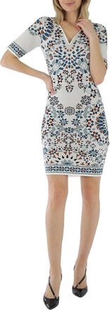 Roberto Cavalli Ladies White/Green Agate Short Sleeve Patterned Dress, Brand Size 38 ( US Size 4 )