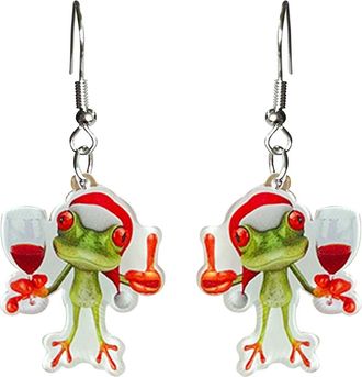 Generic Cute Christmas Animal Earrings Set Cat Rabbit Frog Western And Dog For A Festive Packs for Women (B, One Size)
