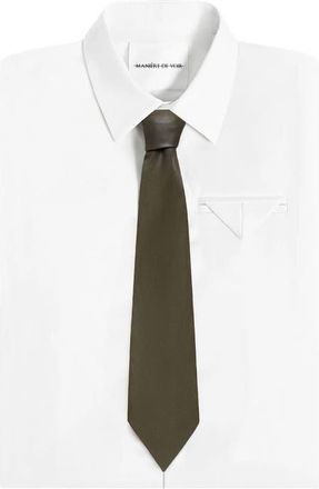 Mani&egrave;re De Voir Ash Leather Tie in Dark Sage at Nordstrom