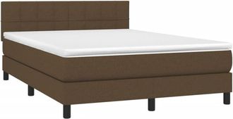 vidaXL Vidaxl - Cama Box Spring Con Colch&oacute;n Tela Marr&oacute;n Oscuro 140x200 Cm