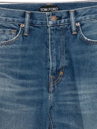Tom Ford Distressed Cotton Denim Jeans - Blue