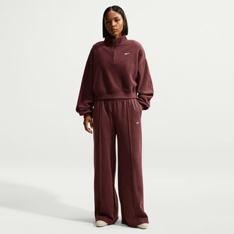Nike Womens Studio Fleece Plush Mid-Rise Wide-Leg Pants in Purple | IM8361-658