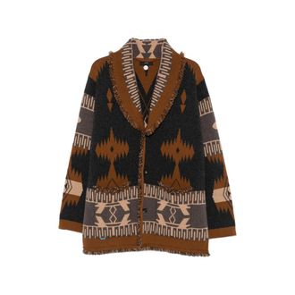 Alanui Jacquard-knit Fringed Cardigan