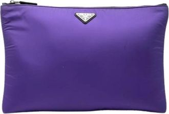 Prada Pre-owned Nylon Clutch - Dames - Vintage Tassen - Paars - ONE Size - Nylon - Vintage