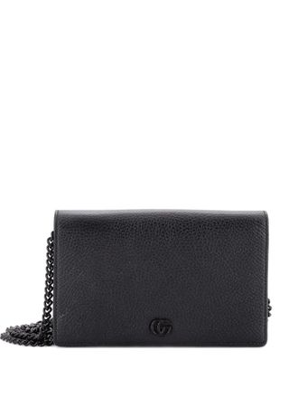 Gucci Petite GG Marmont Chain Wallet Leather Mini crossbody bag - Zwart