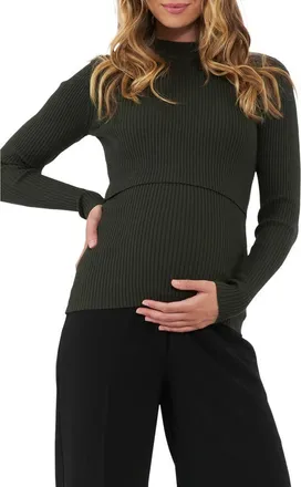 Ripe Lift Up Rib Maternity/Nursing Sweater in Ivy at Nordstrom, Size X-Large