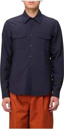 Aspesi Blauw Overhemd met Borstzakken - Heren - Casual Overhemden - Blauw - 2XL - Overhemden