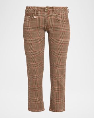 R13 Boy Straight Glen Plaid Ankle Jeans