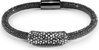 Jewelco London Silver CZ Black Rhuthenium bead set Popcorn Bracelet - ABB056
