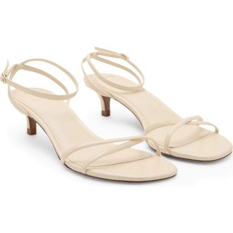 Mango Ankle Strap Kitten Heel Sandal in Vanilla at Nordstrom, Size 6.5Us