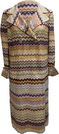 Missoni Zig-Zag Double-Breasted Coat in Multicolor Rayon
