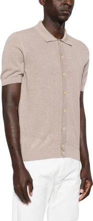 Tagliatore Button Ribbed Shirt - Heren - Korte mouwen Overhemden - Beige - 2XL - Katoen - Overhemden