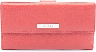 Gucci Red Color Leather Long Wallet (Bi-Fold) (Pre-Owned)