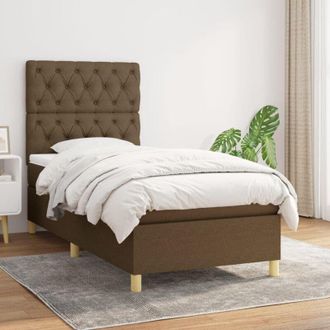 vidaXL Cama Box Spring Con Colch&oacute;n Tela Marr&oacute;n Oscuro 80x200 Cm Vidaxl