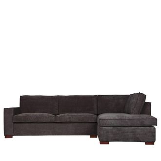 Woood Sof&aacute; esquinero de 5 plazas en terciopelo gris oscuro