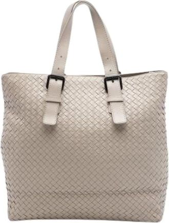 Bottega Veneta Pre-owned Woven Leather Tote - Dames - Vintage Shopper - Beige - ONE Size - Leer - Vintage